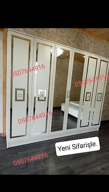 demir taxt: Düz dolab, Yataq otağı üçün, Qarderob, Açılan, Quraşdırıla bilən, 6 qapı — 7