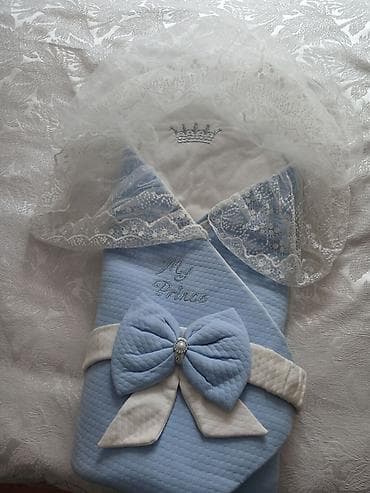milli geyim oglan ucun: Bəylik üslubunda yeni doğulmuş körpələr üçün dəst: mavi rəngli quilted — 1