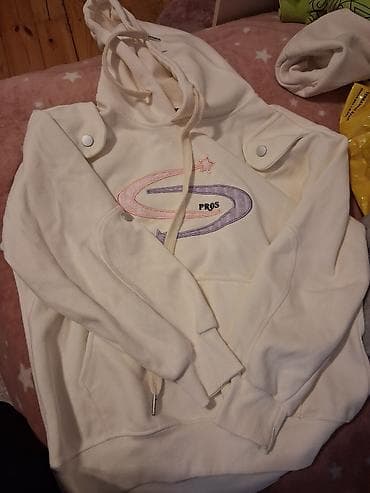 Ağ rəngli kapüşonlu sweatshirt - Ön hissədə “S” formasında — 1