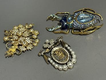 broskalar: Bəzək broş kolleksiyası - Model 1: Qızılı tonlarda, iri — 5