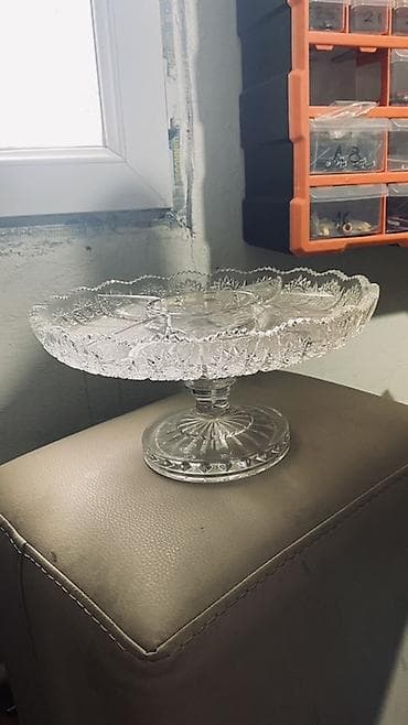 su baki: Şüşə servis qabı – ayaqlı, bölməli - Material: şəffaf şüşə/kristal — 2