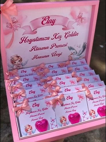 xrustal qutuda: Şəxsi dizaynlı şokolad qutuları – körpənin dünyaya gəlişi və qeyd — 1