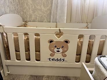 beşik yeni: Oğlan və qız üçün, Yeni, Dördbucaq, Beşik, Dəst ilə, Matrassız, Yellənmə mexanizmsiz — 2