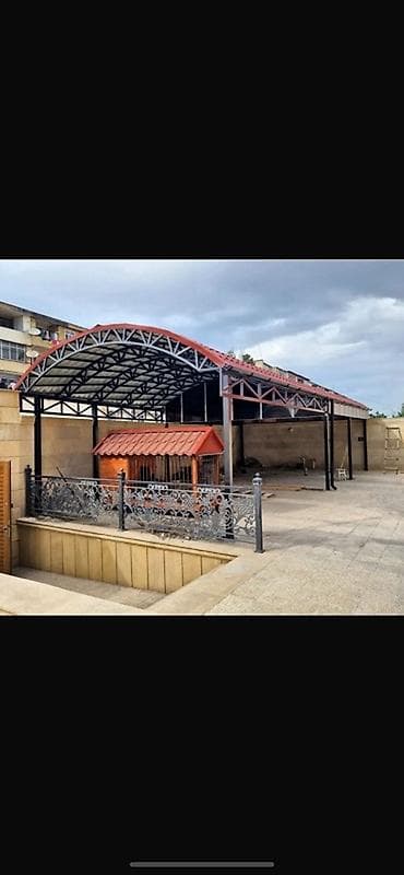 polikarbonat dam örtükləri: Metal konstruksiya ilə qapalı dayanacaq və həyət üçün naves/başlıq — 4