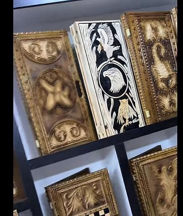 Nərdlər: Əl işı ağac nərd və şahmat dəsti - Material: keyfiyyətli bərk ağac — 2