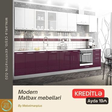 metbex mebeli gence: Sifarişlə mətbəx dəsti, Mat laminat, Kredit var, Pulsuz çatdırılma — 24