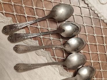 qədimi guzgu: Antik metal qaşıqlar dəsti, çatdırılma var - Sayı: 6 ədəd - — 3