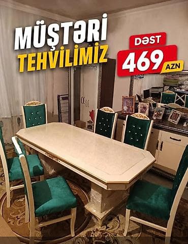 perla stul: Yemək otağı dəsti - Komplekt: 1 yemək masası + 6 stul - Qiymət — 1