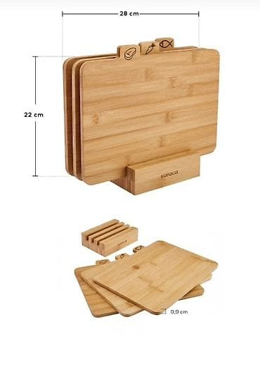 ət taxtasi: Karaca bambuk kəsim lövhələri dəsti - Tərkib: 3 ədəd bambuk lövhə + — 2