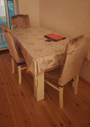 stul bar: Qonaq otağı üçün, İşlənmiş, Açılmayan, Dördbucaq masa, 6 stul — 1