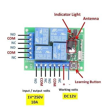 taxda qapl: 433Mhz Universal Simsiz Uzaqdan İdarəetmə AC110V 220V Röle 4CH Modul — 5