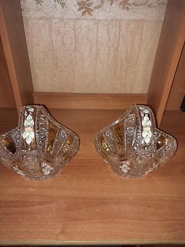aksesuar qabi: Büllur dekorativ səbət dəsti – 2 ədəd - Material: qalın şüşə/büllur - — 2