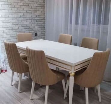 Qonaq otağı üçün, Yeni, Açılan, Dördbucaq masa, 6 stul