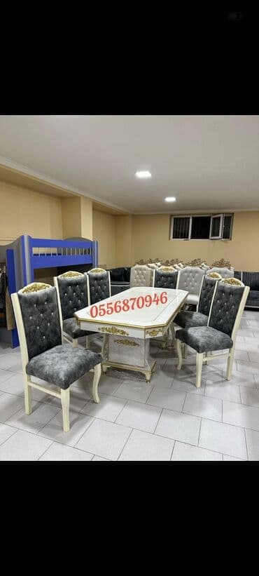 uşaq stol stul: Qonaq otağı üçün, Yeni, Açılmayan, Dördbucaq masa, 6 stul — 25