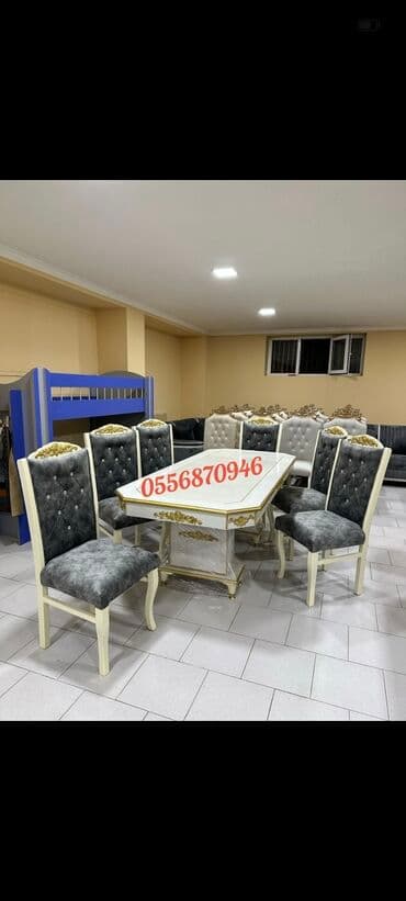 ders masaları: Qonaq otağı üçün, Yeni, Açılan, Dördbucaq masa, 6 stul — 8