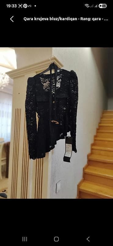 Qara krujeva bluz/kardiqan - Rəng: qara - Material: krujeva (ağır — 1