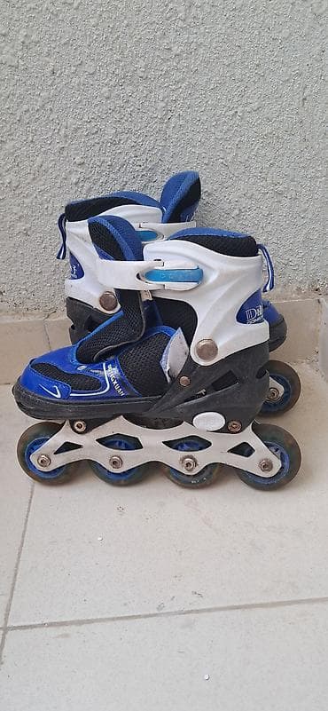 bas gitara: Uşaq üçün tənzimlənən inlayn konki (roller) - Rəng: mavi-ağ-qara - — 2