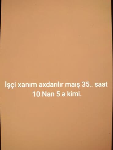 Xadimə tələb olunur, 18-29 yaş, Təcrübəsiz, Gecə növbəsində iş, Gündəlik ödəniş