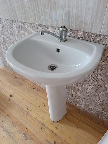 tulpan moyka: Ayaqüstü çanaq (lavabo) – keramika, klassik ağ rəng — 2