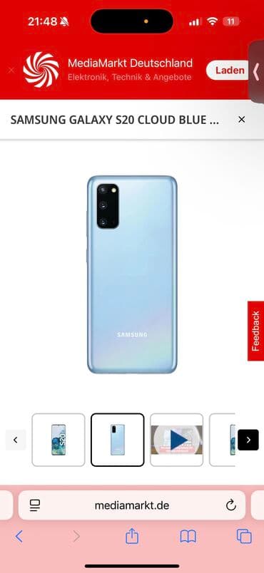 samsung adapter original: Samsung Galaxy S20, 128 GB, rəng - Mavi, Sənədlərlə — 2