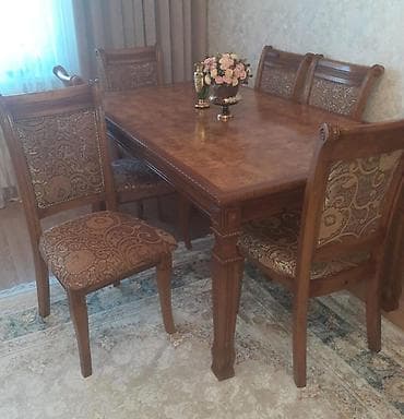 quxna usdolu: Qonaq otağı üçün, İşlənmiş, Kvadrat masa, 6 stul — 1