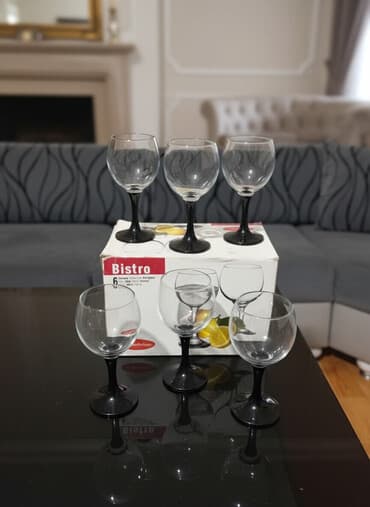 Qədəhlər, rəng - Qara, Şüşə, 6 ədədli dəst