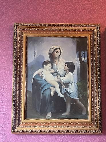 korpe sekilleri: Yağlı boya tablo Kompozisiya: Ana fiquru qucağında körpə ilə — 2