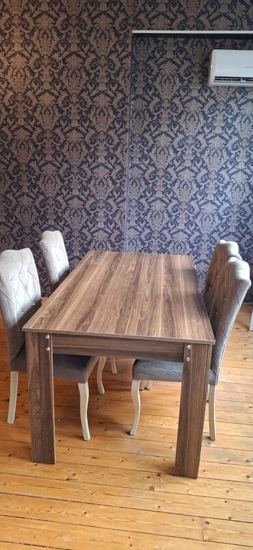 mətbəxt stol stulları: Açılmayan, Dördbucaq masa, 4 stul — 1