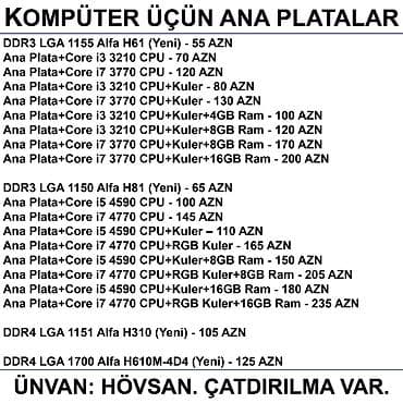 samsung komputer: Kompüter üçün Ana Platalar 📍Ünvan: Bakı şəh, Suraxanı ray, Hövsan qəs — 2