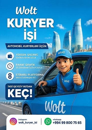 Sürücü-kuryer tələb olunur, Şəxsi nəqliyyat vasitəsi ilə, Gündəlik ödəniş, Təcrübəsiz lalafo.az -da Sürücü-kuryer tələb olunur, Şəxsi nəqliyyat vasitəsi ilə, Gündəlik ödəniş, Təcrübəsiz