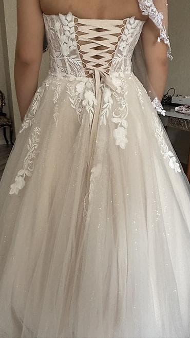 Свадебные платья и аксессуары: Teze Zərif gəlinlik dəsti - Siluet: A-line/prinsessa kəsim, yüngül və — 1