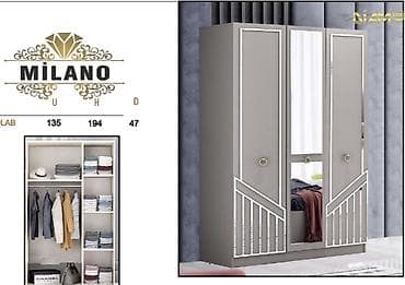 Milano üçqapılı paltar şkafı Fabrik istehsalı mebellərin topdan
