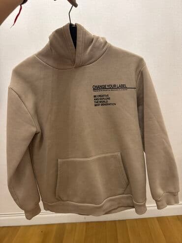 north: Bej rəngli kapüşonlu svitşot - Minimalist dizayn, sinənin sağ — 2