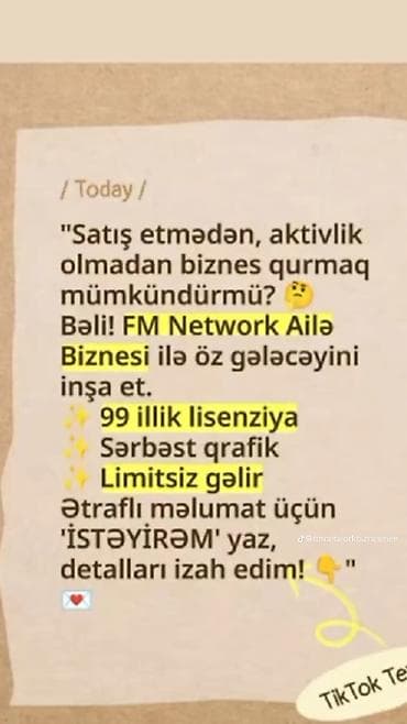 random hesab az: FM NETWORK MMC – rəsmi fəaliyyətlə əlavə gəlir imkanı - Daimi qazanca — 2