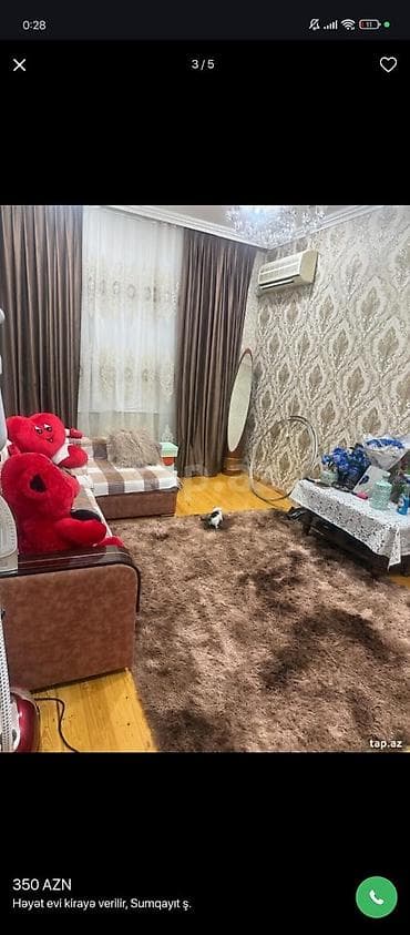 qazax kirayə ev: Həyət evi kirayə verilir, Sumqayıt şəhəri. - 3 otaqlı, geniş dəhlizli — 1