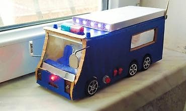 Özəl əl işı – işıqlı polis avtobusu maketi (oyuncaq) - Material — 1