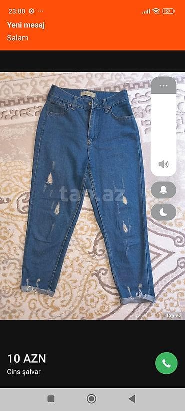 yeni model şalvarlar: Məhsul: Cins şalvar - Rəng: Klassik mavi denim - Kəsim: Yüksək belli — 1
