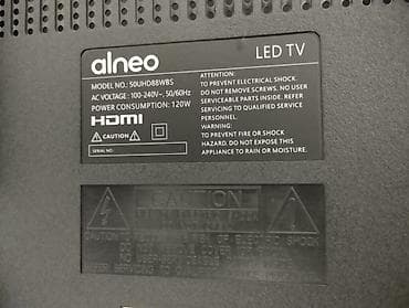 televizor arxası: Alneo LED TV – Model: 50UHD88WBS Xüsusiyyətlər: - Ekran: 50", LED - — 3