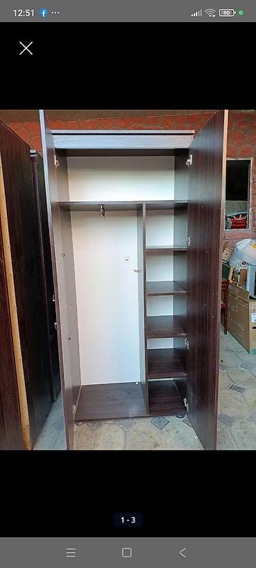 2 qapılı, Qəhvəyi, Digər material, Açılan, Düz dolab