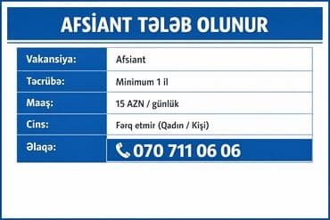Mercedes-Benz: Ofisiant tələb olunur, Kafe, Gündəlik ödəniş, 18-29 yaş, 1 ildən az təcrübə — 2