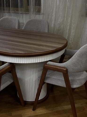 tek stollar: Qonaq otağı üçün, Yeni, Açılmayan, Oval masa, 8 stul — 1