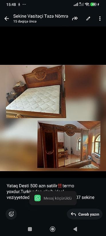 Ev üçün mebel: Yataq Desti 500 azn satilir‼️termo yoxdur.Turkiyeden alinib ideal — 1