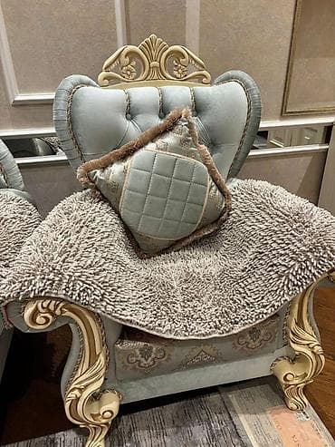 stul plasmas: Klassik üslubda qonaq otağı dəsti - Rəng: açıq su-mavi/mentol — 2