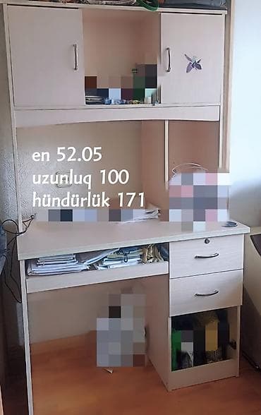 Düz masa, Polkalı, Siyirməli, Sadə laminat, Zəmanətsiz, Kredit yoxdur