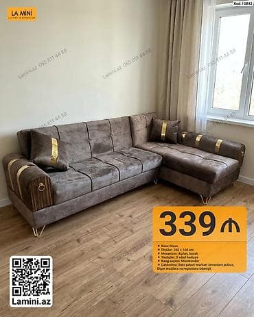Künc divan – La Mini (Kod: 10842) - Ölçülər: 260 × 160 sm - Mexanizm