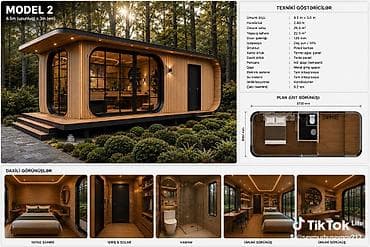 Modul ev + açıq hovuz konsepti Model 2 modul ev - Ümumi ölçü: 8.5 m — 2