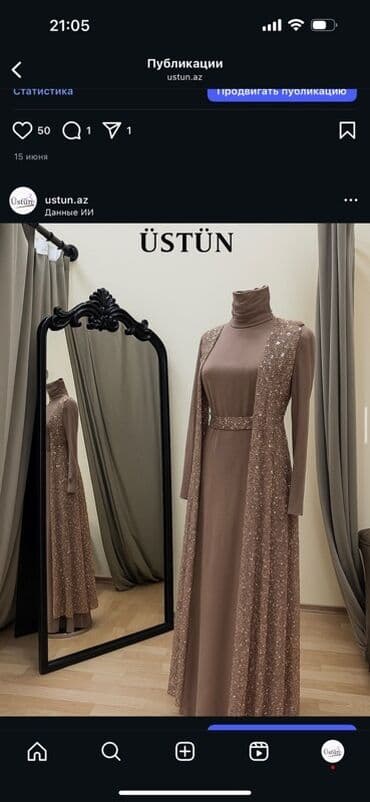 dəvə şubası: Zərif abiye kolleksiyası – ÜSTÜN - Metalik parıltılı, şampan-qəhvəyi — 3