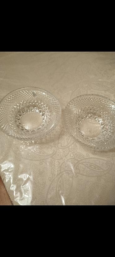 Şüşə/kristal qablar – 2 ədəd dəst - Material: şəffaf şüşə (kristal — 1