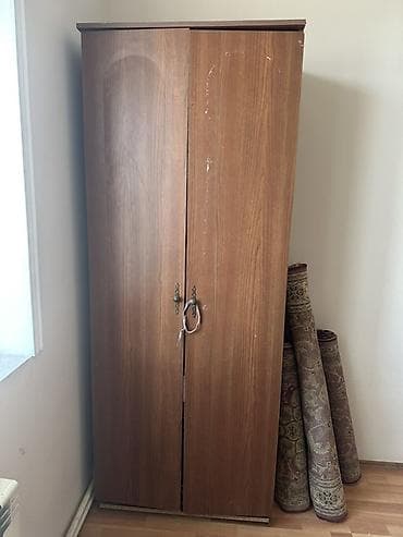 dolap ofis: İşlənmiş, 2 qapılı, Qəhvəyi, Taxta, Açılan, Düz dolab — 1