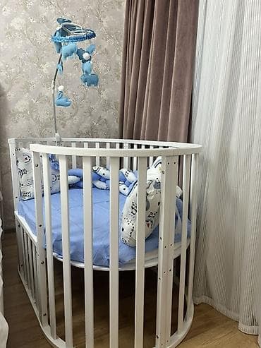 tekstil: Oğlan və qız üçün, Yumru, Beşik, Dəst ilə, Matrassız, Yellənmə mexanizmsiz — 3
